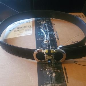 Ferragamo Silver Buckle Black Belt